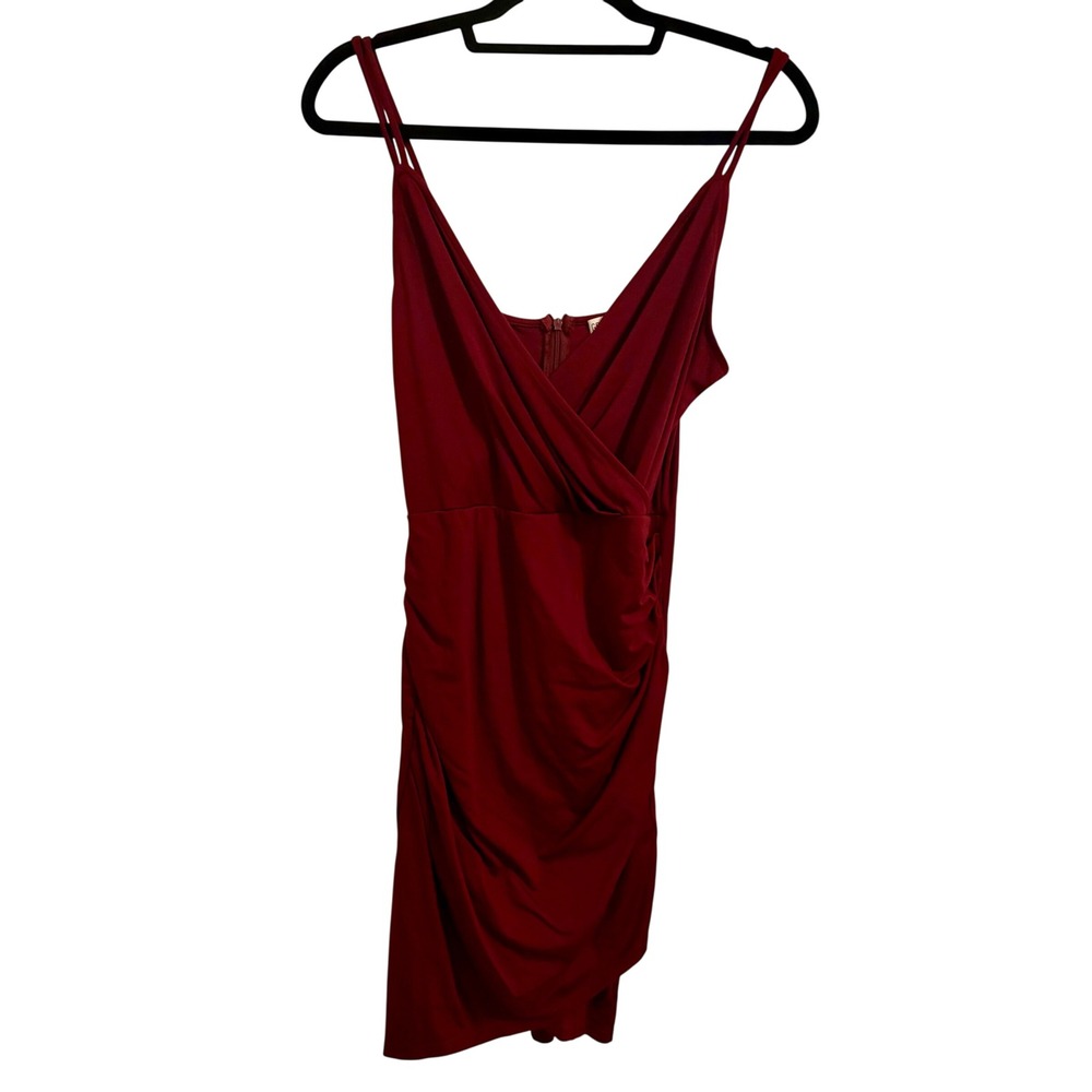 Grace Karin Burgundy Ruched Wrap Cocktail Dress Size M Sleeveless - Picture 2 of 7